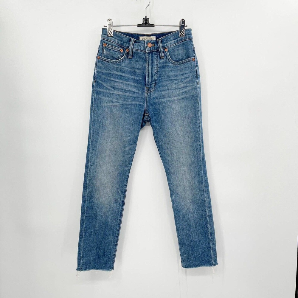 Madewell The Perfect Vintage Jeans Blue Size 25 Denim Raw Hem High Rise Cotton